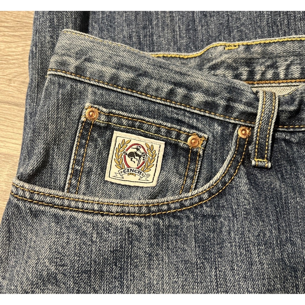 Cinch Men's Silver Label Dark Wash Slim Straight Leg Blue Jeans Size 40x30
